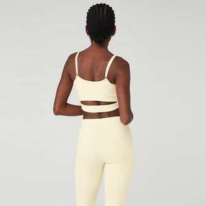 Soutien-gorge de yoga Nesta Sports Fashion jaune clair pour femmes, grande taille, avec découpe au dos, idéal pour la gym et le fitness - Product Image 3