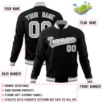 Veste universitaire personnalisée ERID SPORTS unisexe noire et blanche unie coupe-vent en polyester/coton avec nom et numéro d'équipe brodés sur le devant simple