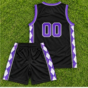Ensemble de maillots de basket-ball de haute qualité, sans manches, col en V, en mesh, uniforme de sublimation, shorts, vêtements de sport respirants sur mesure - Product Image 2