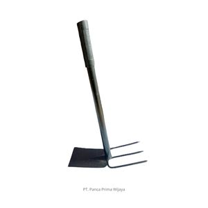 Houe à trois dents en acier au carbone, lame de 6 pouces, manche rectangulaire en métal noir, outil de jardinage - Product Image 1