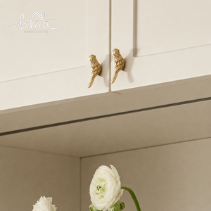 <b>Gold</b> Brass Parrot Bird Cabinet Knob Decorative <b>Drawer</b> <b>Pull</b> Animal Shaped Dresser Door Handle Vintage Furniture Hardware Nature I - Product Image 1