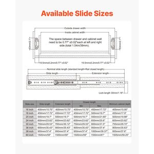 Guide per cassetti con blocco a sfera da 16 pollici per carichi pesanti, capacità di carico 250 libbre, estensione completa a 3 sezioni, montaggio laterale, 1 paio - Product Image 6