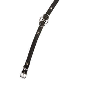 Collier ras du cou minimaliste en cuir PU avec chaîne à maillons, anneaux et clous argentés, accessoire de mode unisexe pour soirée - Product Image 2