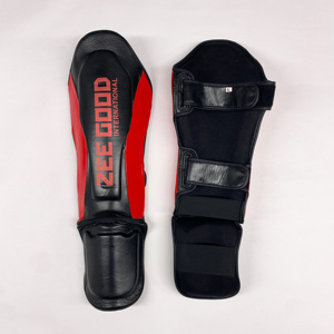 Protège-tibias légers noir et rouge avec impression de logo personnalisé, nouveau design, équipement sportif de haute qualité en promotion - Product Image 2