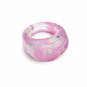 FAIZA CRAFT Anillo Redondo de Resina Pulida Hecho a Mano, Blanco y Verde, Geométrico, Joyería de Moda, Unisex, Tema de Ángel, FC-9127 - Product Image 5