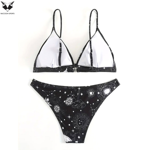 Service OEM ODM de qualité supérieure, imprimé par sublimation personnalisé avec motif soleil et lune noir et blanc, devant imprimé, éco-responsable, 2 pièces en spandex - Product Image 2