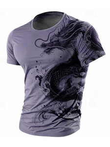 T-shirt homme imprimé dragon 3D, été, décontracté, streetwear, manches courtes, sport, mode urbaine. - Product Image 3