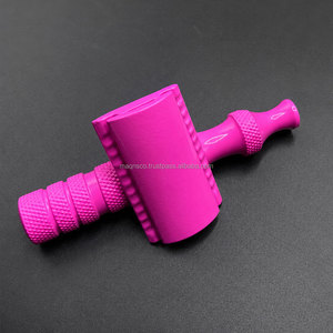 Custom Logo Pink Heavy Duty Men's Manual Wet Shaving Safety <b>Razor</b> Stainless Steel Double Edge with Changeable <b>Blade</b> - Product Image 2
