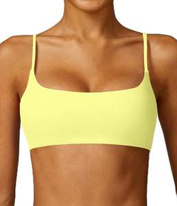 Soutien-gorge de sport court pour femme, grande taille, écologique, respirant, réglable, à maintien élevé, séchage rapide, en nylon, couleur unie, pour yoga et activités sportives - Product Image 1