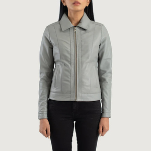 Women PU <b>Leather</b> Moto <b>Jacket</b> Turn-Down Collar Zipper Closure Solid Color Full Sleeve Autumn Wear - Product Image 6