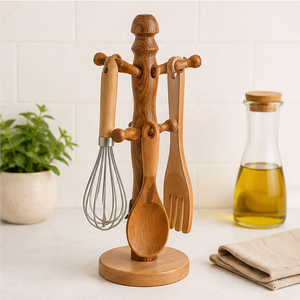 Natural Rustic Wooden Mug Rack <b>Tree</b> Handcrafted Farmhouse Coffee Cup Stand Space-Saving <b>Tabletop</b> Hanger for Mugs & Accessories - Product Image 2