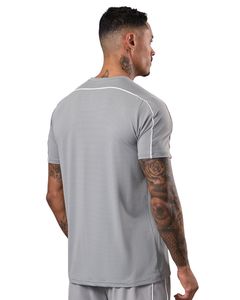 Camiseta Deportiva para Hombre, Color Gris Claro, con Ribete, Cuello Redondo, Manga Corta, Transpirable, para Uso Diario y Fitness de Verano - Product Image 2