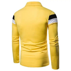 Polo à manches longues pour homme, coupe ajustée, design à rayures contrastées, tissu extensible doux, respirant, léger, décontracté, pour tous les jours - Product Image 5