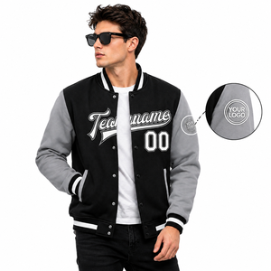 แจ็คเก็ตเบสบอลปักลายกันลมสำหรับผู้ชายไซส์ใหญ่ ขายดี คอตั้ง สไตล์ Letterman เสื้อโค้ทฤดูใบไม้ร่วง ขายส่งสำหรับวิทยาลัย - Product Image 5