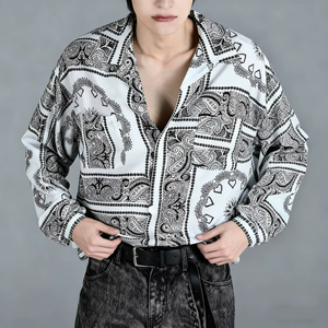 Chemise boutonnée à manches longues pour homme, style décontracté, respirante, motif à pois, pour mariage et fête, ODM, printemps, 180g, par un grand créateur de mode - Product Image 3