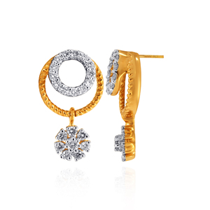 Pendientes de Aro Circulares Chapados en Oro de Primera Calidad con Diamantes CZ en Forma de Flor, Elegantes para Mujer, Joyería de Moda para Bodas y Fiestas - Product Image 4