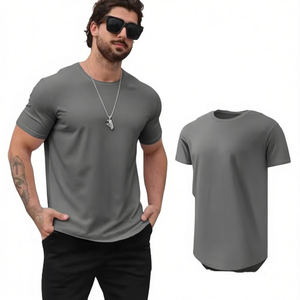 เสื้อยืดคอกลมแขนสั้นสีดำสำหรับผู้ชาย ทรงปกติ ผ้าฝ้ายเจอร์ซีย์ สีพื้นเรียบ ทอแบบเรียบง่าย สวมใส่สบาย - Product Image 3