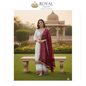 Última Moda en Trajes Sharara de Georgette Sintético con Bordado, Estilo Moderno y Elegante para Bodas, en Venta - Product Image 2