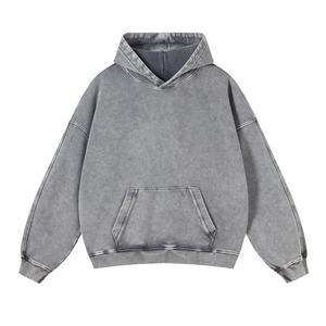 Sweat-shirt à capuche oversize pour homme en coton épais délavé effet usé style streetwear - Product Image 1