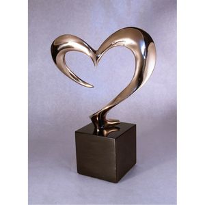 Sculpture décorative en métal en forme de double cœur, centre de table vintage, figurine d'art de luxe, cadeau de Saint-Valentin ou de mariage, décoration intérieure - Product Image 5