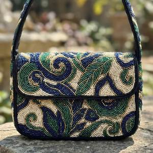 Yellow <b>Seed</b> Beaded <b>Storage</b> Bag Women Shoulder Bag Evening Handbag Fashion Clutch Purse Embroidery Party Wedding Bridal Tote Bag - Product Image 6