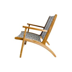 Fauteuil d'appoint extérieur moderne en teck écologique avec revêtement en tissu tressé pour salon et restaurant d'hôtel - Product Image 5