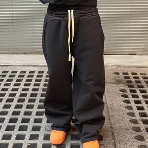 100% Cotton Men <b>Baggy</b> Flared Sweatpants OEM Custom Logo Men's Blank Oversized Wide Leg Stacked <b>Track</b> Jogging <b>Pants</b> - Product Image 3