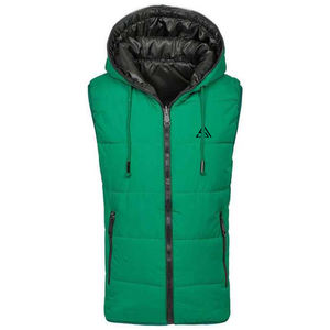 เสื้อแจ็คเก็ตผู้ชายสีเทาแบบกำหนดเอง เสื้อกันลมแฟชั่นสำหรับใส่กลางแจ้ง เสื้อกั๊กอุ่นแบบมีซับใน เสื้อพัฟเฟอร์ - Product Image 1