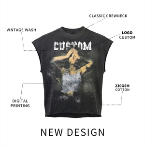 Camiseta de punto de manga corta con gráfico frontal personalizado para hombre, algodón pesado, estilo vintage, streetwear, corte holgado, informal, para verano - Product Image 4