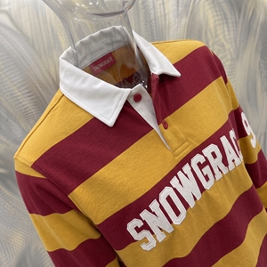 Polo à manches longues rayé Snowgrace, col rabattu, manches longues, logo brodé, jersey unisexe pour adulte - Product Image 6
