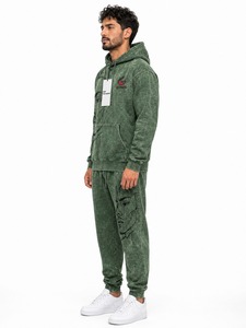 Ensemble de survêtement délavé à l'acide pour homme, deux pièces : sweat à capuche et pantalon de jogging en mélange de coton doux, idéal pour l'entraînement, la détente et le quotidien - Product Image 4