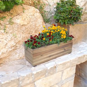 Jardinera de Madera Rústica para Ventana, Kit de Jardín de Hierbas para Interiores, Maceta Rectangular Decorativa de Madera con Revestimiento de Plástico y Bandeja de Drenaje - Product Image 4