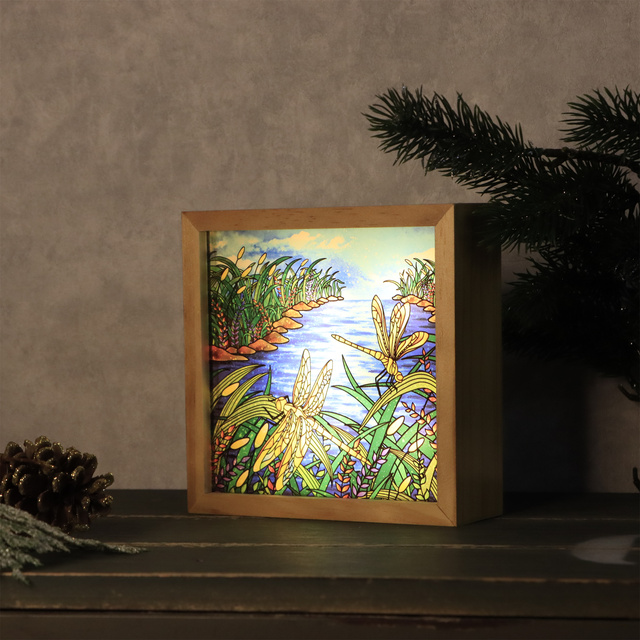 New Pop Home Decoration Tabletop Display Three-Color Luminous Lighting Painting LED Glowing Photo Frame