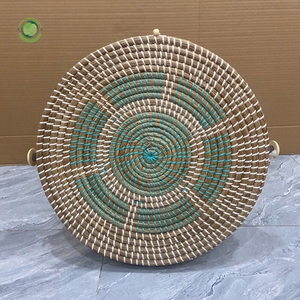 Couvre-plat en jonc de mer avec motif vert, articles de cuisine et décoration de table, vente en gros, écologique, fabriqué au Vietnam - Product Image 2