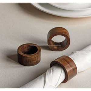 Anneaux de serviette en bois minimalistes et modernes, style classique et élégant pour les mariages, les événements et les fêtes quotidiennes - Décoration de table parfaite - Product Image 1
