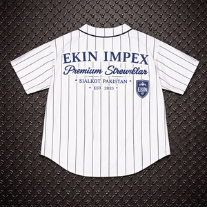 Camiseta de Béisbol, Corte Cuadrado, Color en Contraste, Botones, Logotipo Personalizado Bordado, Impresión en Serigrafía, Dobladillo Curvo, Franela Mandarina - Product Image 2