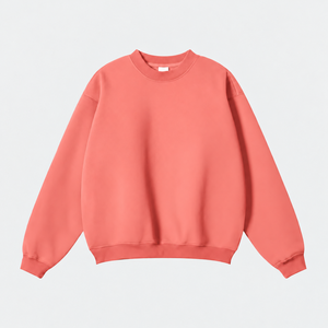 Sudadera Casual para Hombre, Cuello Redondo, Color Coral Sólido, Manga Larga, Sin Forro - Product Image 1