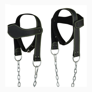 High Quality Strong Heavy Duty Anti-Slip Unisex Head Neck <b>Leather</b> Head <b>Harness</b> Genuine Steel Gym Fitness <b>Leather</b> Head <b>Harness</b> - Product Image 3