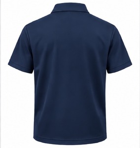 Polo de manga corta azul marino para hombre con cremallera de un cuarto, bordado, liso, informal, uniforme de trabajo, de secado rápido, tejido. - Product Image 6