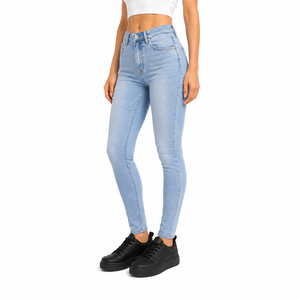 Private Label Women <b>Stretch</b> Skinny <b>Denim</b> Jeans High Waist Solid Color Casual Fashion Trousers OEM ODM Custom Manufacturer - Product Image 5