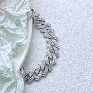 iced out Cuban link bracelet with moissanite luxury white gold hip hop style for <b>men</b> and women - Product Image 1