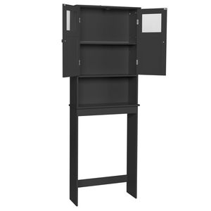 Mobile da Bagno Nero in MDF (Pannello a Media Densità di Fibre) con Doppia Anta 60*22*170cm, Finitura Verniciata, Arredo Bagno - Product Image 2