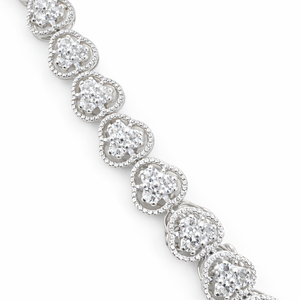 กำไลข้อมือเทนนิสทรงดอกไม้ประดับเพชรซิร์คอนคลาสสิก Rhaya Jewels เงินแท้ชุบโรเดียม 92.5  งานแฮนด์เมด สำหรับทั้งชายและหญิง เหมาะสำหรับงานแต่งงาน - Product Image 5