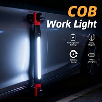 Lampe de travail LED portable à main, source lumineuse COB, fixation magnétique, crochet de suspension, rechargeable par USB, lampe d'urgence pour usage au bureau