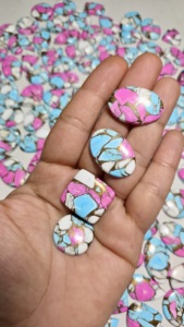 Venta al por Mayor de Cabujones de Algodón de Azúcar Natural Turquesa, Piedras Sueltas de Gemas Coloridas en Formas Variadas para la Fabricación de Joyas - Product Image 4