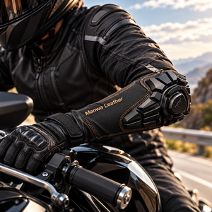 Protections de coudes pour moto en cuir Manwa, coque rigide, protection renforcée, fermeture auto-agrippante, prix avantageux, best-seller - Product Image 1