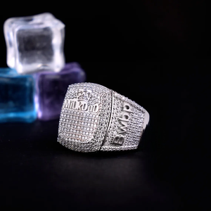 Iced Out Moissanite Diamond <b>Ring</b> Hip Hop Crown Style Luxury 925 <b>Silver</b> <b>Mens</b> Statement Bling Custom Name <b>Ring</b> - Product Image 5