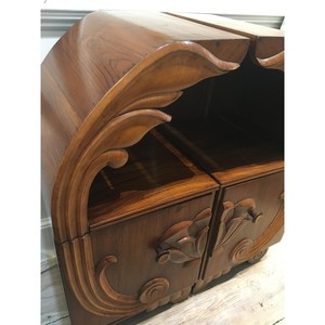 Handcrafted <b>Teak</b> Wood Carved Lotus Side <b>Table</b> Wholesale Moradabad - Product Image 1
