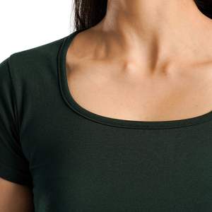 Camiseta Deportiva Personalizada para Mujer, Verde Oscuro, Corte Ajustado, Manga Corta, Cuello Redondo, Elástica, para Gimnasio, Fitness, Yoga, Transpirable - Product Image 1