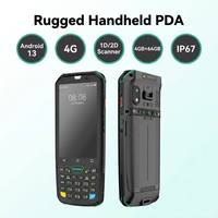 Escáner de Códigos de Barras Android 2026, PDA Resistente con Android 13, 5100mAh, 4G, Wi-Fi, RFID, Escáner de Inventario 1D2D/QR S4